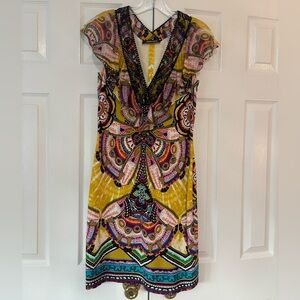 Roberto Cavalli Yellow and Multicolor Mini Dress